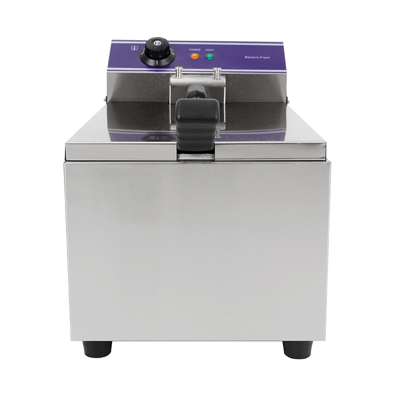 Blue Panel Stainless Steel Electric Commercial Countertop Deep Fryer with Single Basket