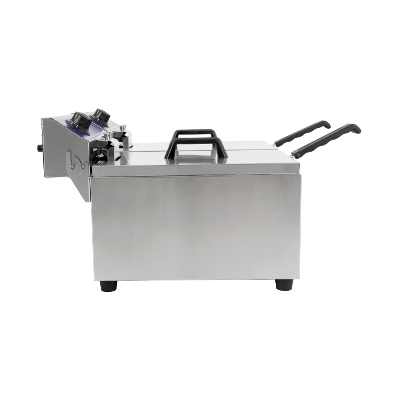 Blue Panel Stainless Steel Electric Commercial Countertop Deep Fryer with Double Basket