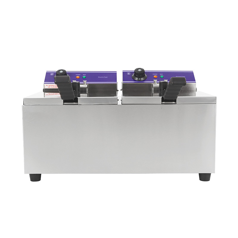 Blue Panel Stainless Steel Electric Commercial Countertop Deep Fryer with Double Basket