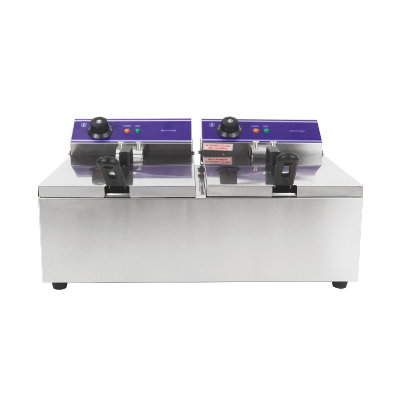 Blue Panel Stainless Steel Electric Commercial Countertop Deep Fryer with Double Basket