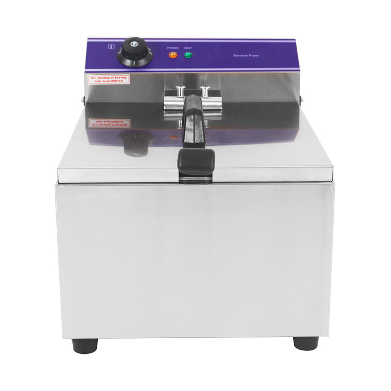 Blue Panel Stainless Steel Electric Commercial Countertop Deep Fryer with Single Basket
