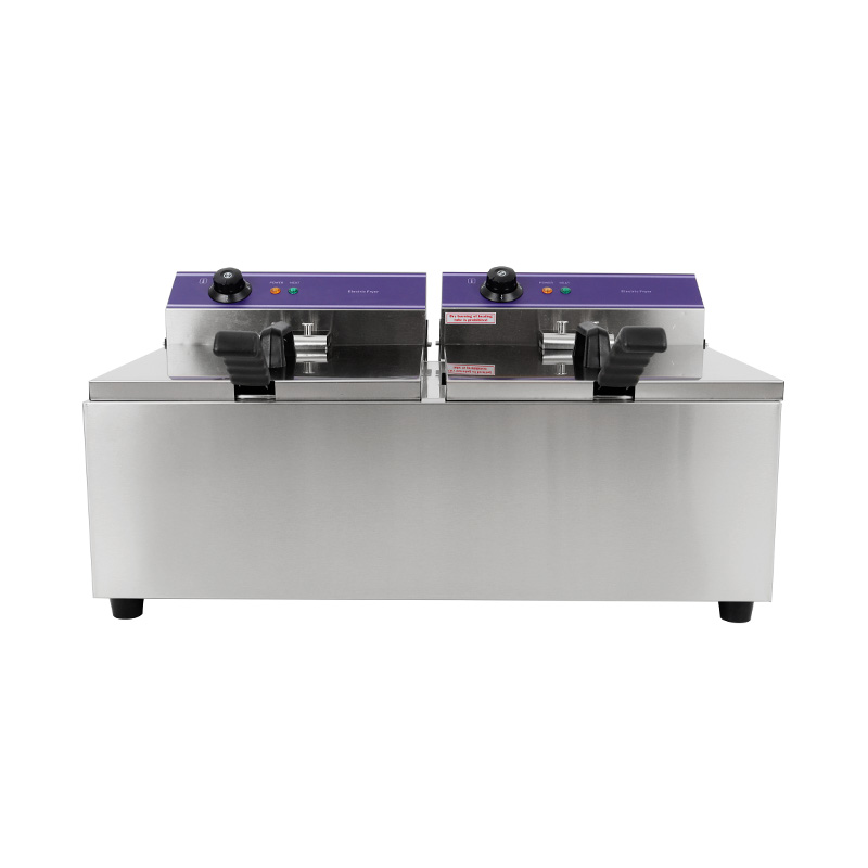 Blue Panel Stainless Steel Electric Commercial Countertop Deep Fryer with Double Basket