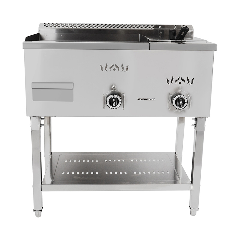 Flat Plate Pattern Stainless Steel Natural Gas/LPG Standing Griddle and Fryer