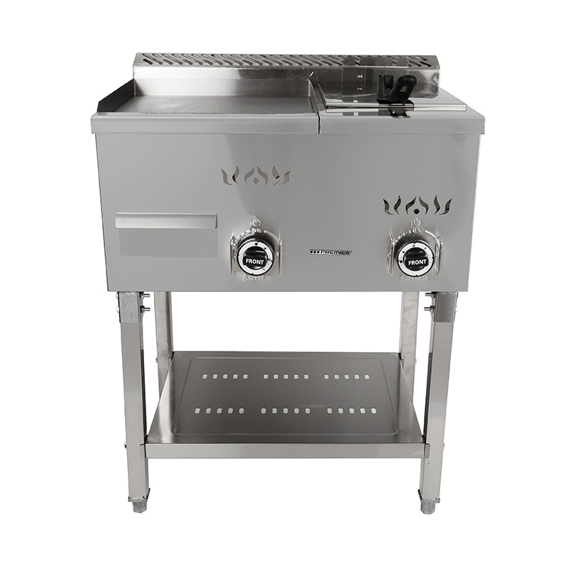Flat Plate Pattern Stainless Steel Natural Gas/LPG Standing Griddle and Fryer