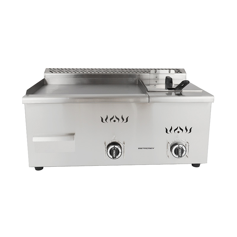 Stainless Steel Natural Gas/LPG Commercial Kitchen Countertop Griddle with Fryer