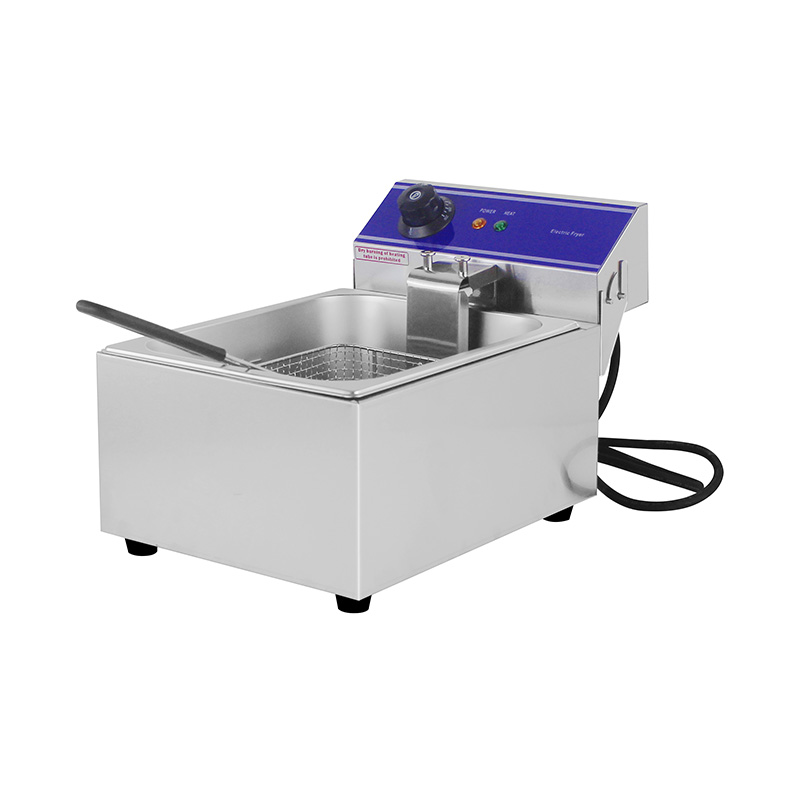 Blue Panel Stainless Steel Electric Commercial Countertop Deep Fryer with Single Basket