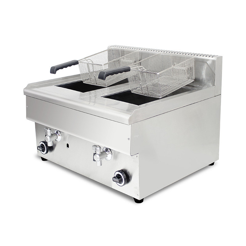 Stainless Steel Natural Gas/LPG Commercial Countertop Deep Fryer with Valve