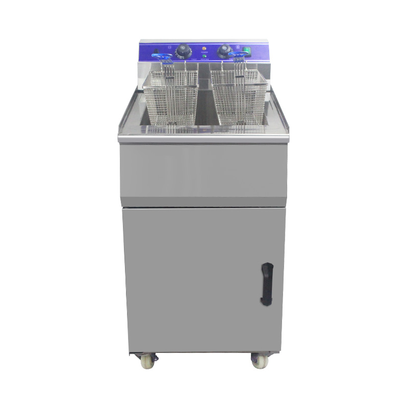 Stainless Steel Electric Commercial Standing Deep Fryer With Cabinet