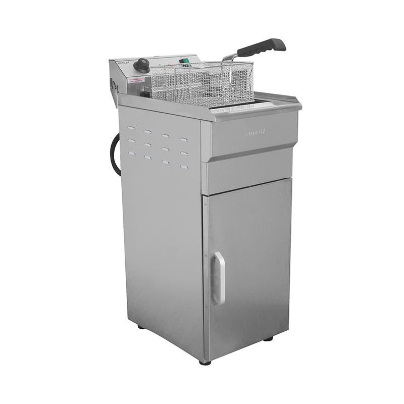Stainless Steel Electric Commercial Standing Deep Fryer With Cabinet