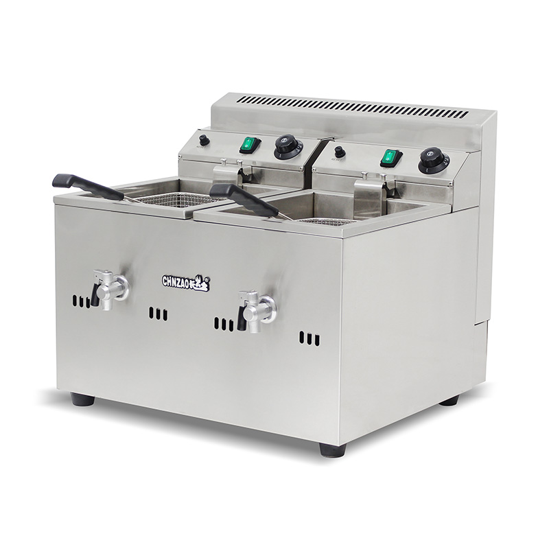 Stainless Steel Natural Gas/LPG Commercial Countertop Deep Fryer with Valve