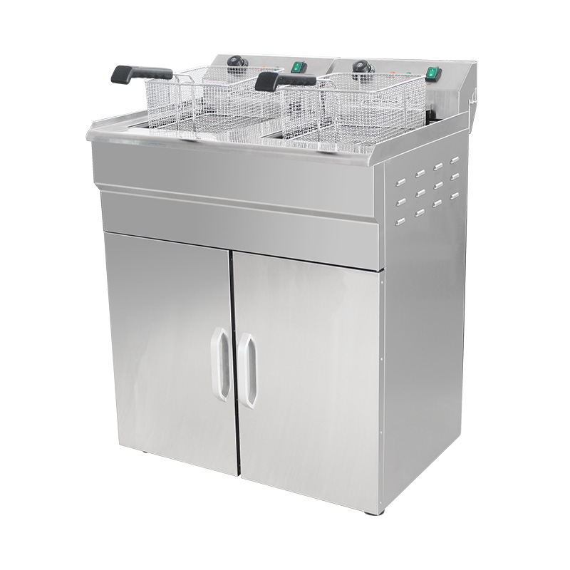 Stainless Steel Electric Commercial Standing Deep Fryer With Cabinet