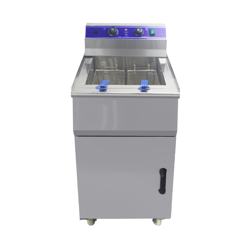 Stainless Steel Electric Commercial Standing Deep Fryer With Cabinet