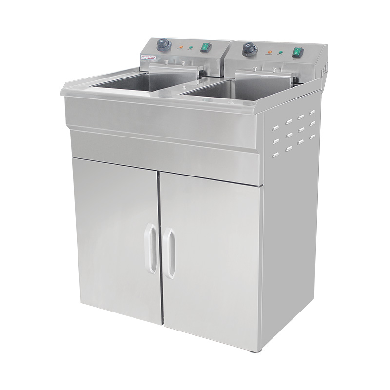 Stainless Steel Electric Commercial Standing Deep Fryer With Cabinet