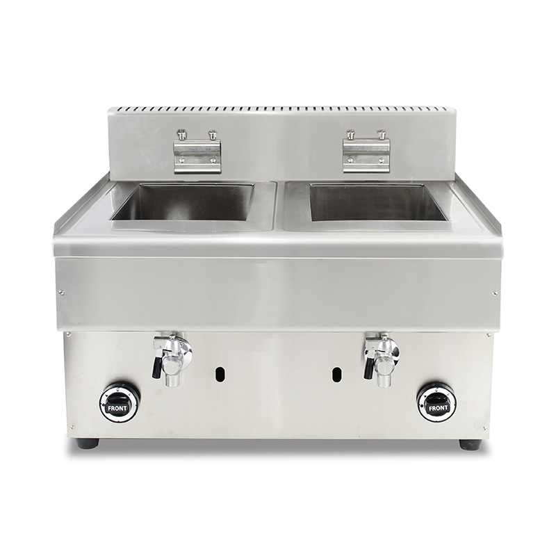 Stainless Steel Natural Gas/LPG Commercial Countertop Deep Fryer with Valve