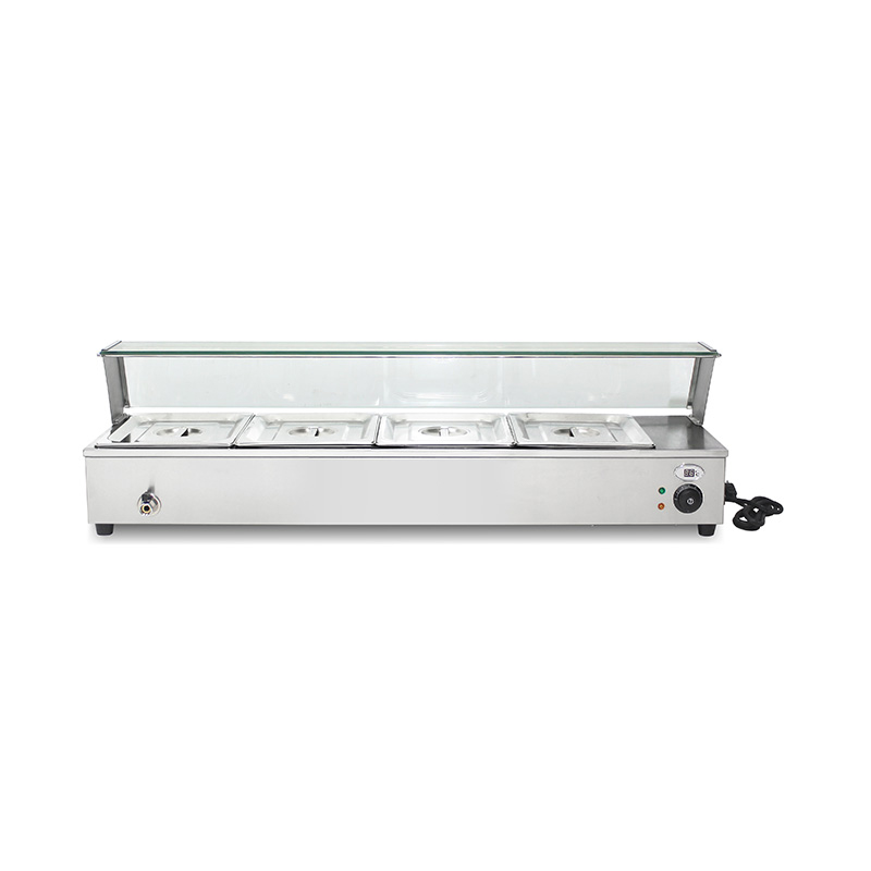 Stainless Steel Commercial Insulated Bain Marie With Tempered Glass Sneeze Guard