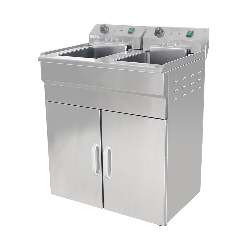 Stainless Steel Electric Commercial Standing Deep Fryer With Cabinet