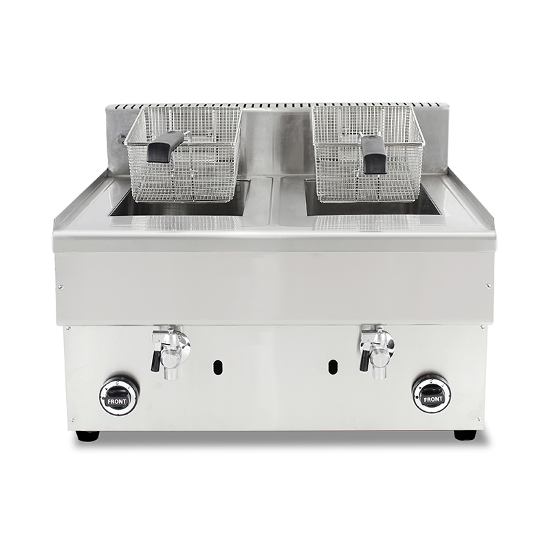 Stainless Steel Natural Gas/LPG Commercial Countertop Deep Fryer with Valve