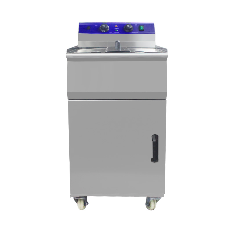 Stainless Steel Electric Commercial Standing Deep Fryer With Cabinet