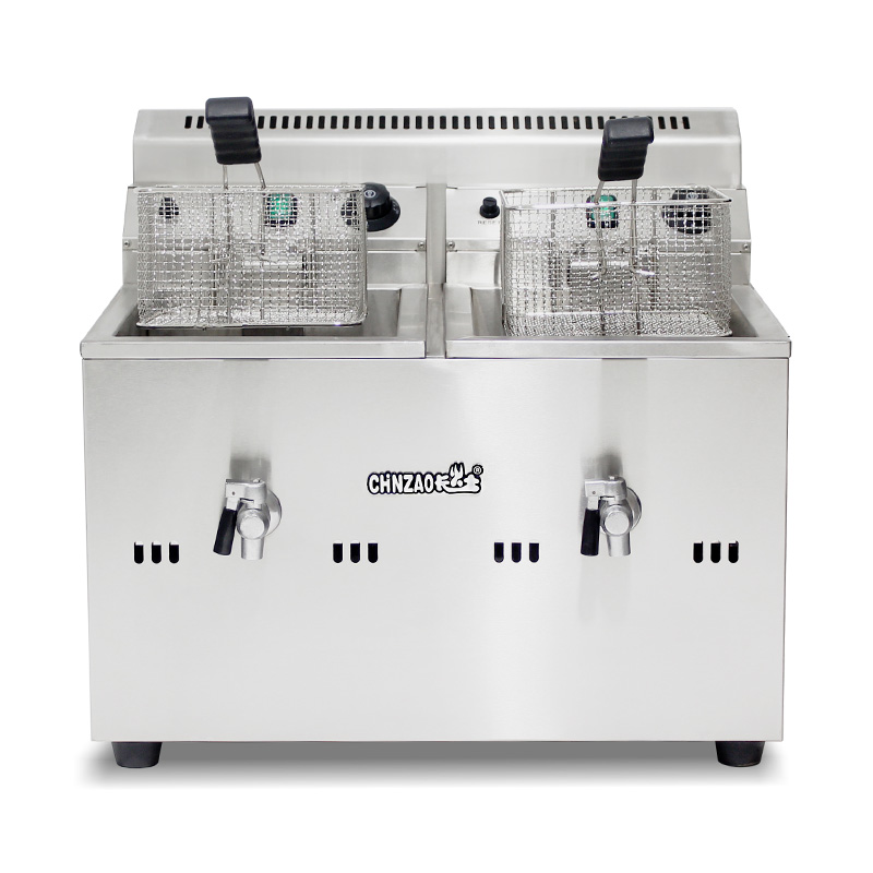 Stainless Steel Natural Gas/LPG Commercial Countertop Deep Fryer with Valve