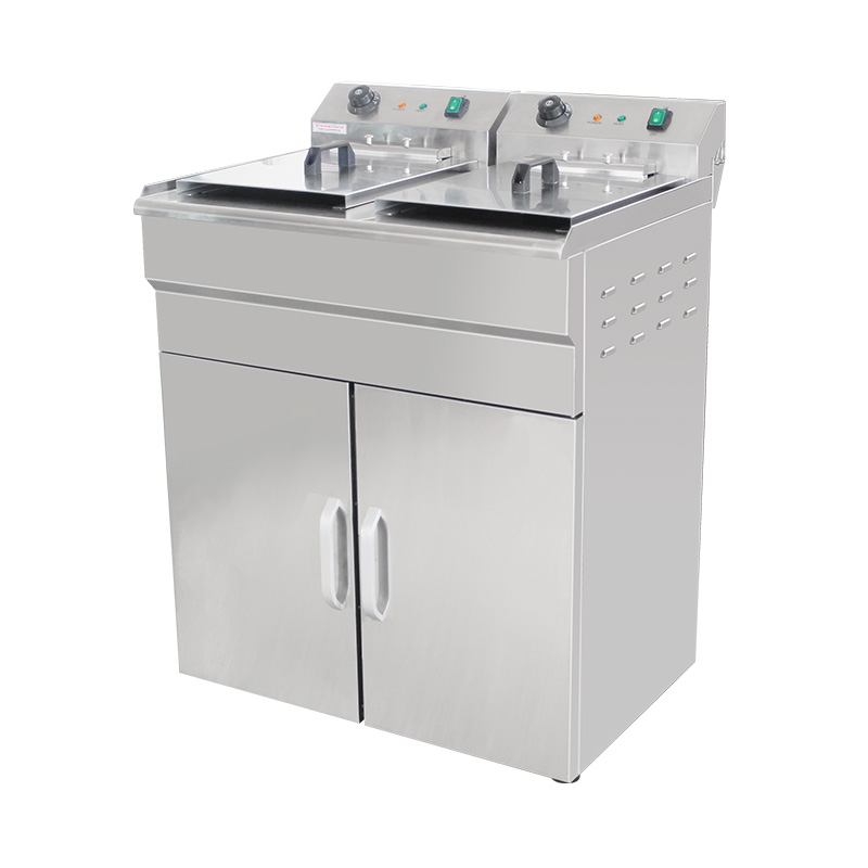 Stainless Steel Electric Commercial Standing Deep Fryer With Cabinet