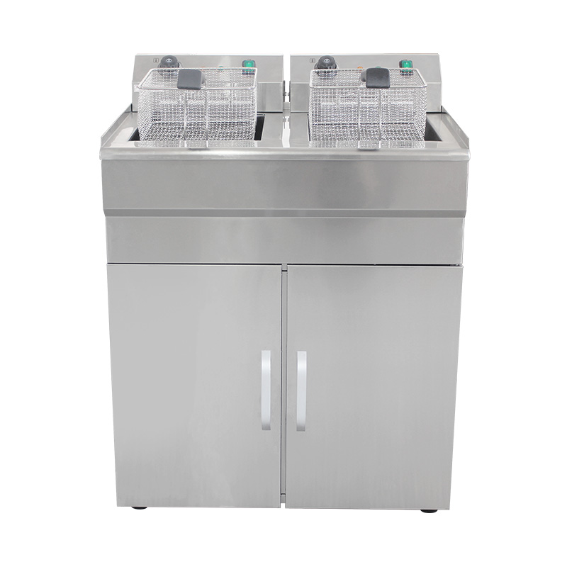 Stainless Steel Electric Commercial Standing Deep Fryer With Cabinet