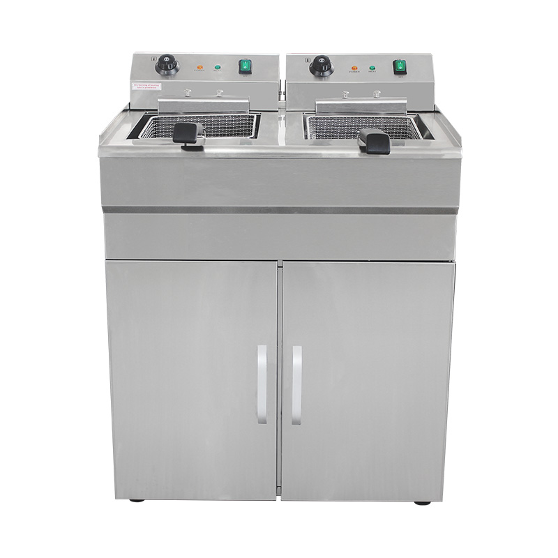 Stainless Steel Electric Commercial Standing Deep Fryer With Cabinet