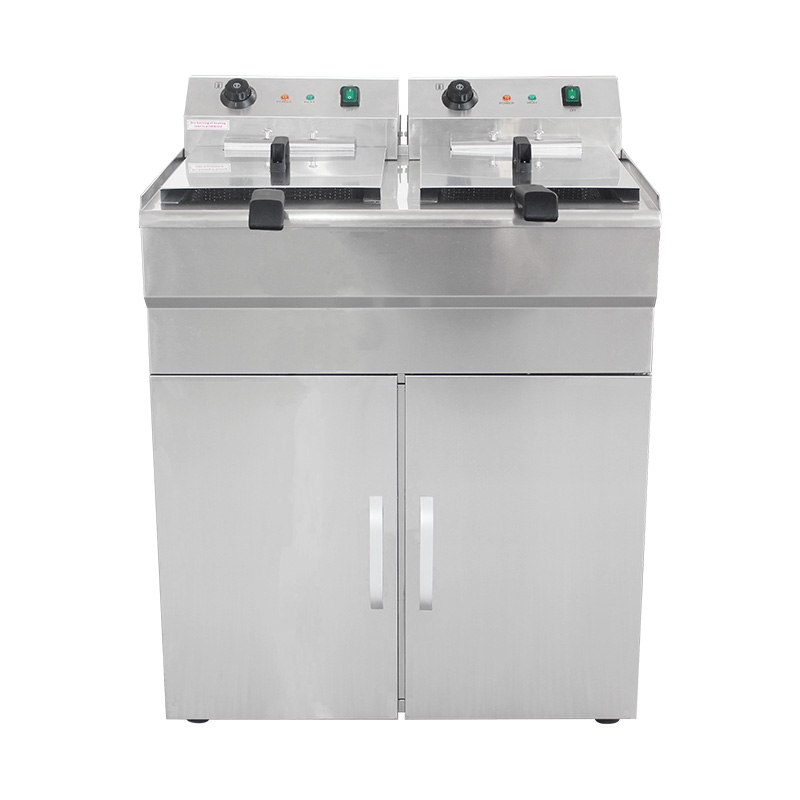 Stainless Steel Electric Commercial Standing Deep Fryer With Cabinet