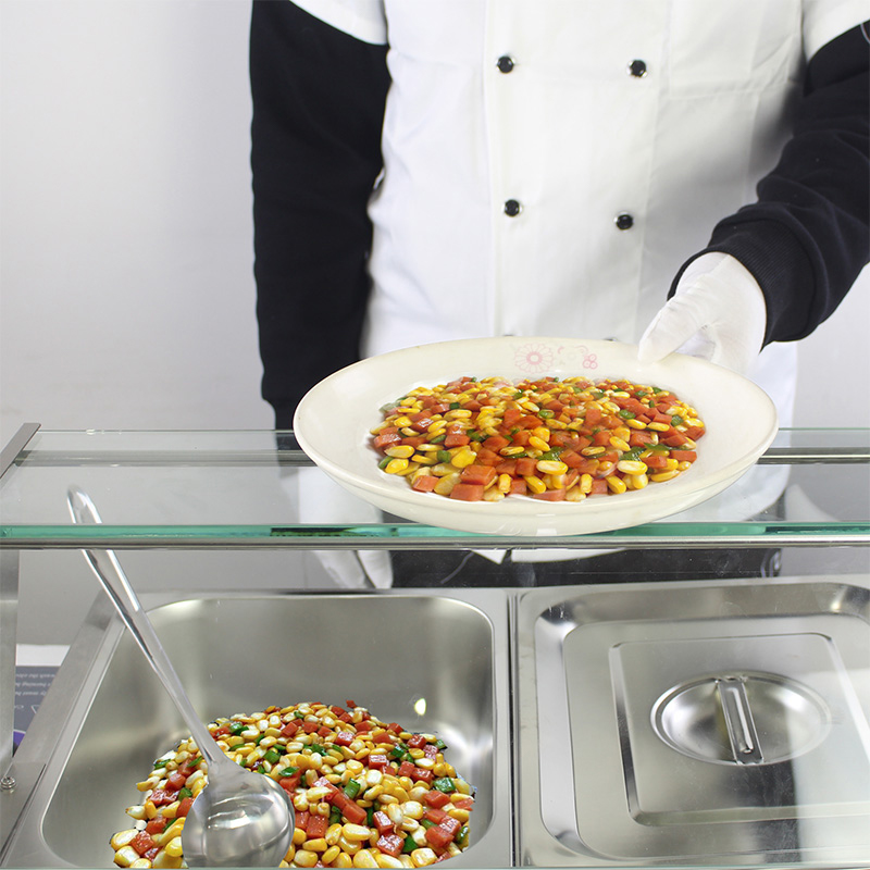 Stainless Steel Commercial Electric Bain Marie Machine With Tempered Glass Sneeze Guard