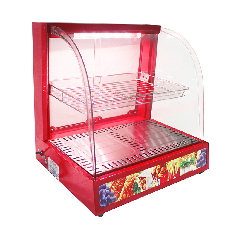 Stainless Steel Commercial Kitchen Electric Arc Glass Food Display Warmer Machine