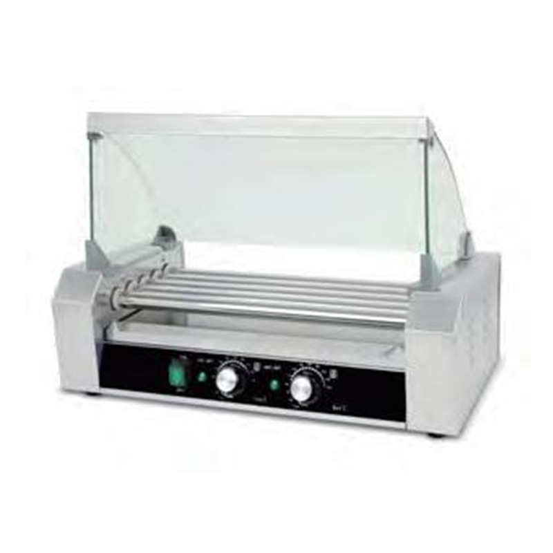 Stainless Steel Electric Hot Dog Roller Grill Machine with Glass Cover