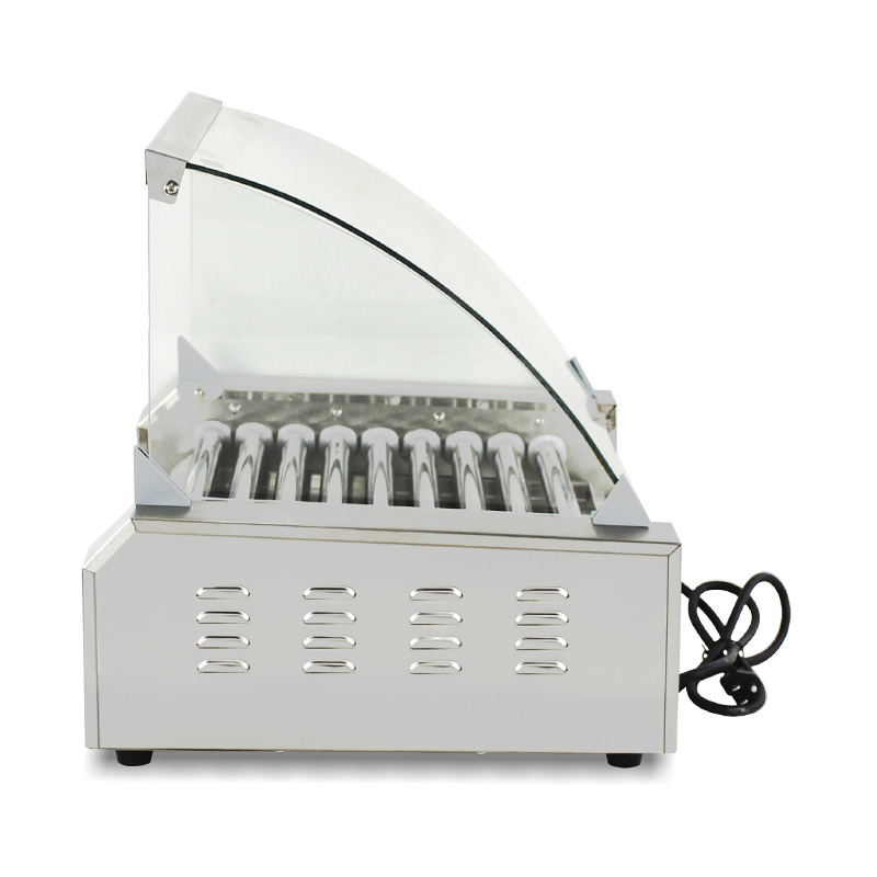 Stainless Steel Electric Hot Dog Roller Grill Machine with Glass Cover