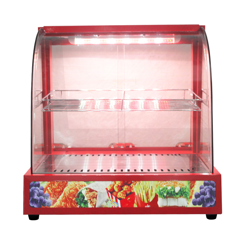 Stainless Steel Commercial Kitchen Electric Arc Glass Food Display Warmer Machine