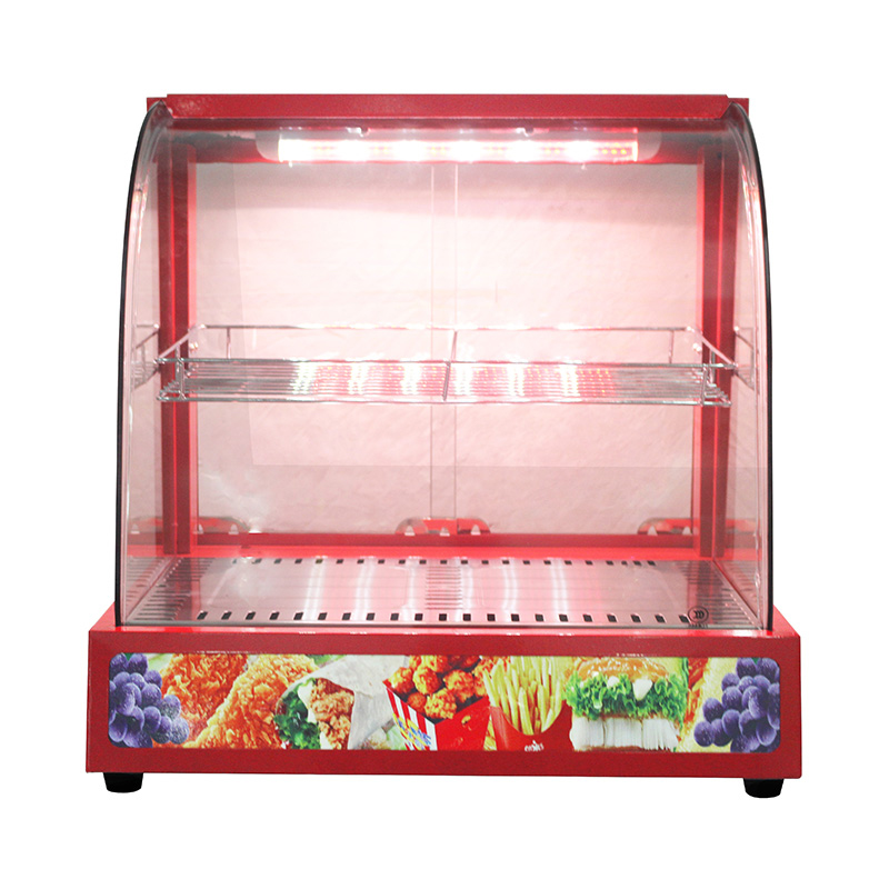 Stainless Steel Commercial Kitchen Electric Arc Glass Food Display Warmer Machine