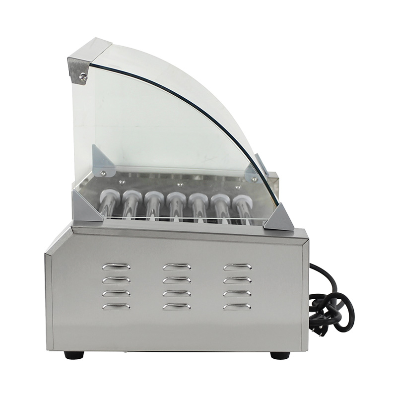 Stainless Steel Electric Hot Dog Roller Grill Machine with Glass Cover