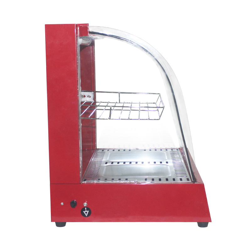 Stainless Steel Commercial Kitchen Electric Arc Glass Food Display Warmer Machine
