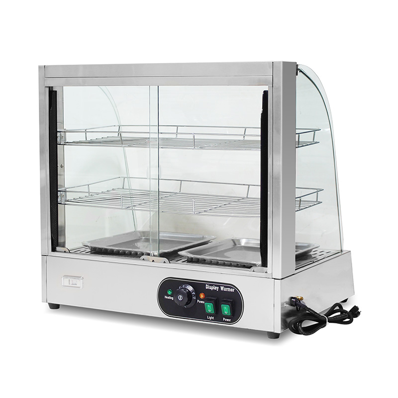 Stainless Steel Commercial Kitchen Electric Arc Glass Food Display Warmer Machine