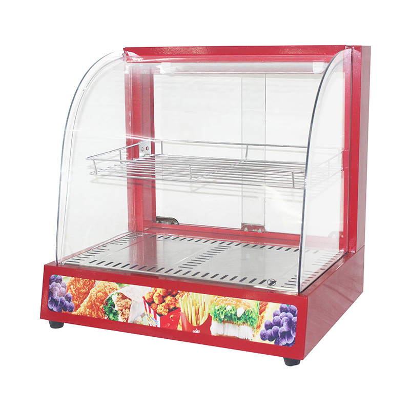 Stainless Steel Commercial Kitchen Electric Arc Glass Food Display Warmer Machine