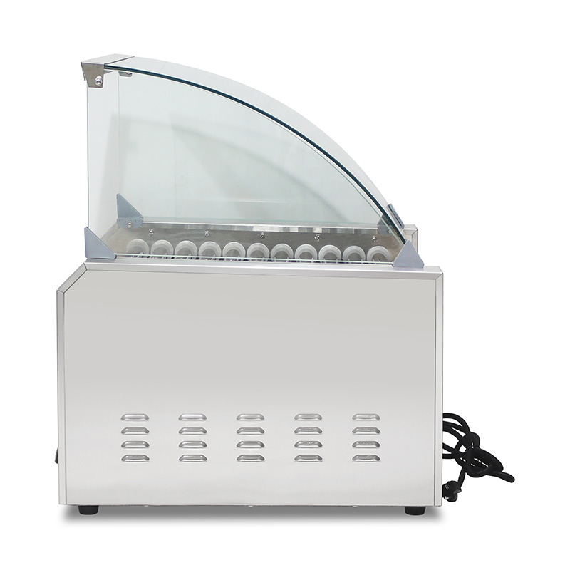 Stainless Steel Electric Hot Dog Roller Grill Machine with Glass Cover