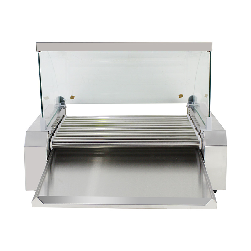 Stainless Steel Electric Hot Dog Roller Grill Machine with Glass Cover